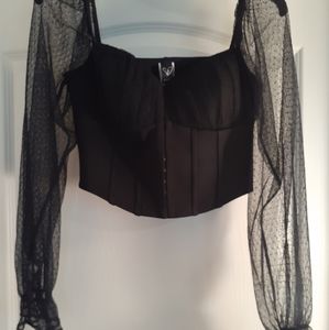 Mesh Polka Dot Crop Top